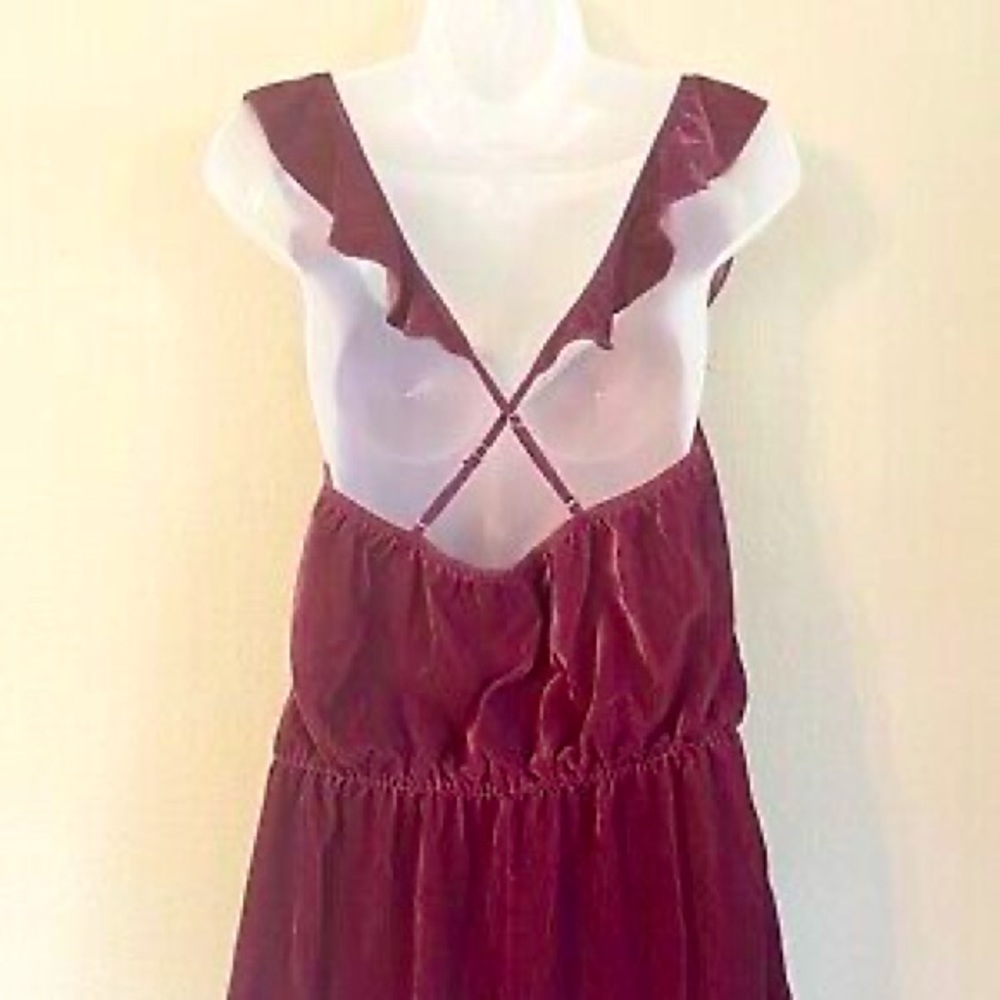 Victoria’s Secret 🤫 Velvet Ruffles Lounge Romper Purple Maroon - Size: small - Picture 2 of 6